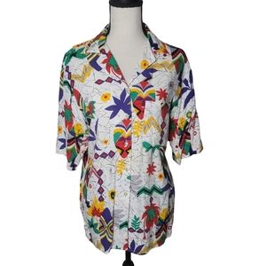 RETROSPECTIVE vintage 80s funky print button down